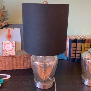Mercury Glass Table Lamps with Black Shades